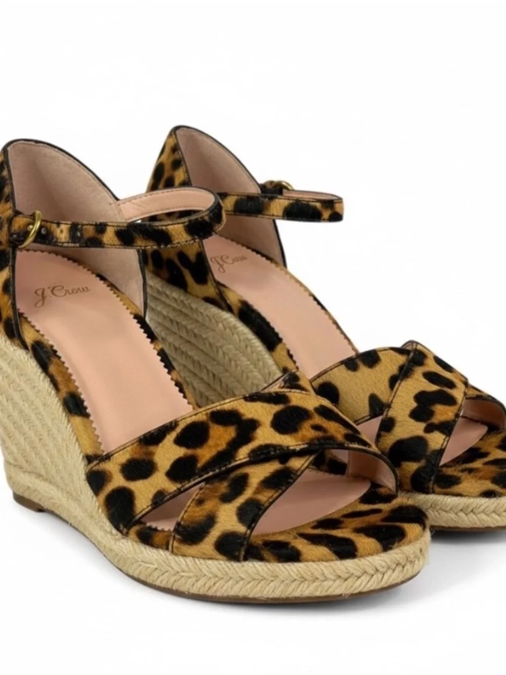 J. Crew Leopard-Print Espadrille Wedge Sandals in Brown and Black